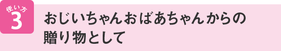 使い方3 おじいちゃんおばあちゃんからの贈り物として